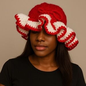 Red & White Crochet hat – Classic Style